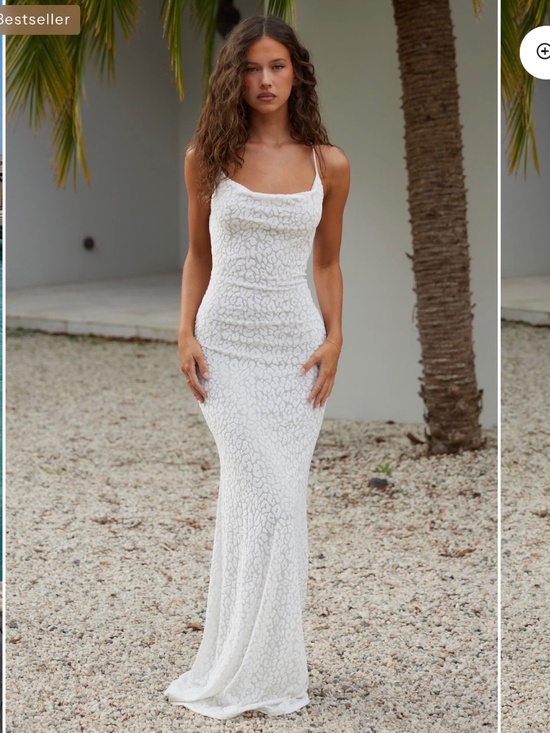 Grace Jacob Dresses & Skirts - Grace Jacob Luna Shimmer Maxi Dress White Open Back